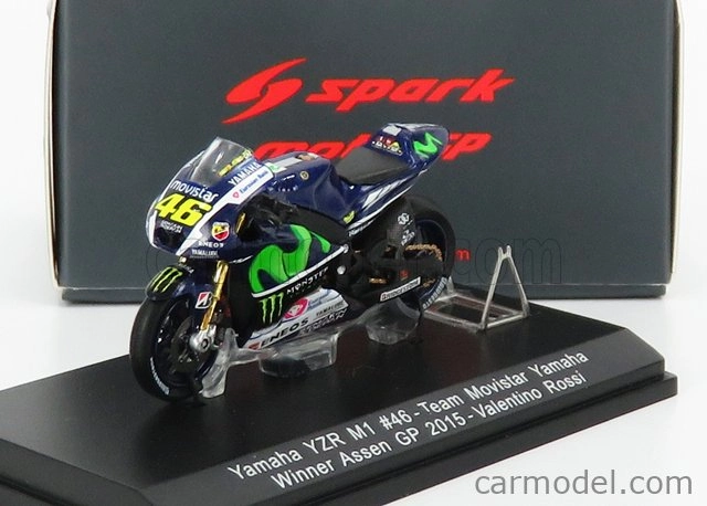Spark-model Yamaha Yzr-m1 Team Yamaha Factory Racing N 46 Winner Motogp Assen 2015 Valentino Rossi 1:43 Blue Met White