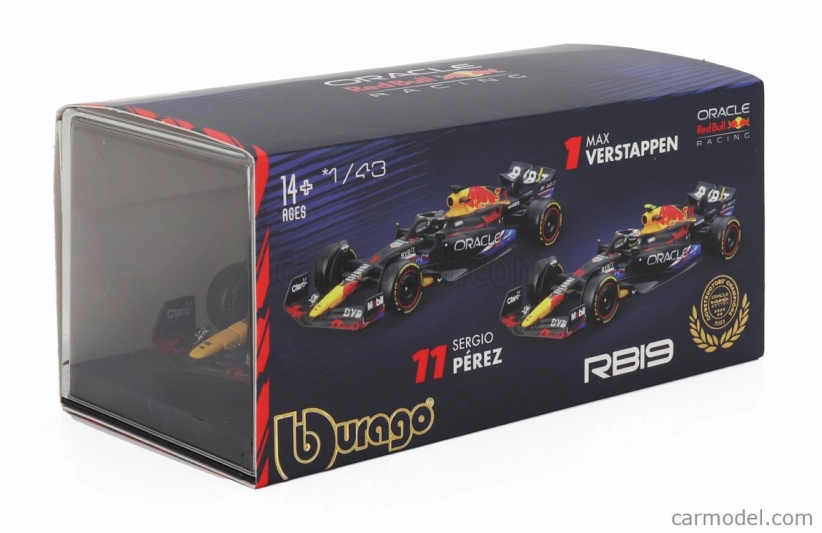 Bburago Red bull F1  Rb19 Team Oracle Red Bull Racing N 11 4th Austin Usa Gp 2023 Sergio Perez - With Pilot And Showcase 1:43 Matt Blue