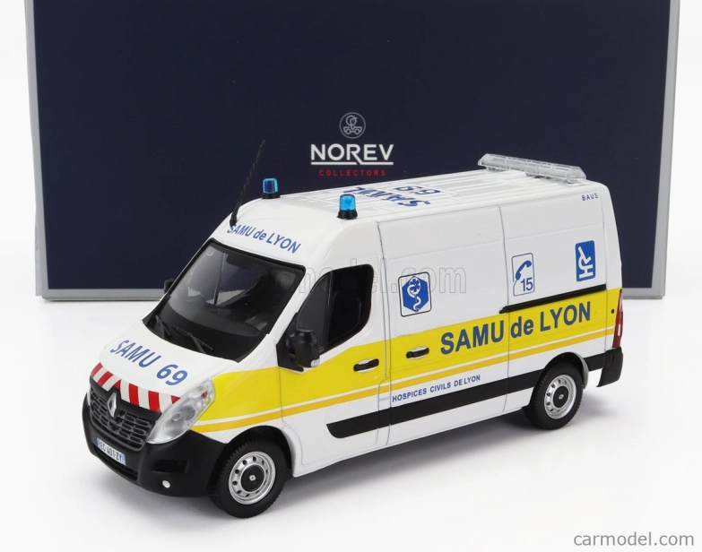 Norev Renault Master Van Samu De Lyon Ambulance 2014 1:43 Bielo-žltá