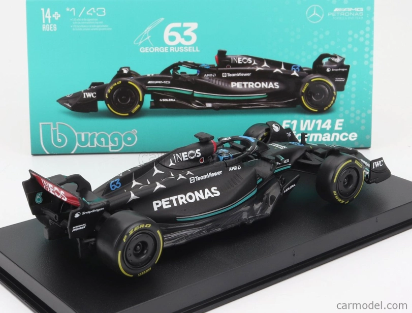 Bburago Mercedes gp F1 W14 Team Mercedes-amg Petronas F1 N 63 1:43, černá