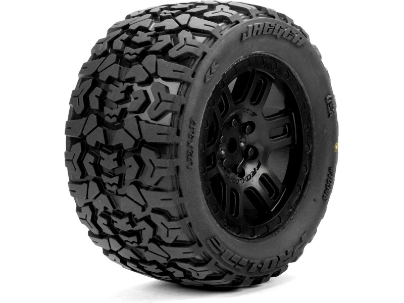 Pro-Line koleso 1:16 s pneu Jaeger, disk Split Six čierny 12mm (2): Arrma Mini Kraton