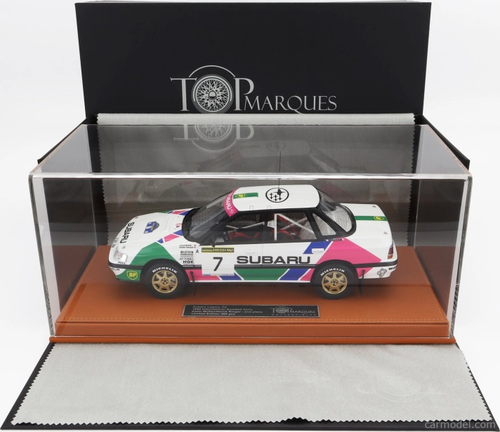 Topmarques Subaru Legacy Rs N 7 2nd Swedish Rally 1992 Colin Mcrae - Derek Ringer - Con Vetrina - With Showcase 1:18 Bílá Zelená Růžová