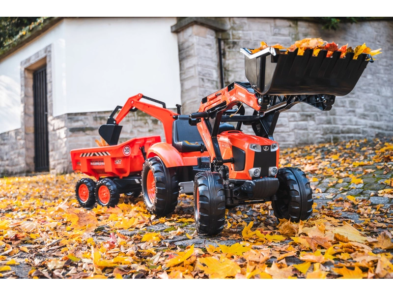 FALK – Šliapací traktor Kubota s nakladačom, rýpadlom a maxi vlečkou