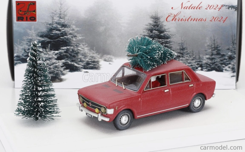 Rio-models Fiat 128 1-series 1969 - Vianočná edícia 2024 - Con Babbo Natale - S figúrkou Santa Clausa 1:43 Červená