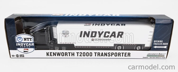 Greenlight Kenworth T2000 Truck Indy Car Series Car Transporter 2020 1:64 Černá Bílá