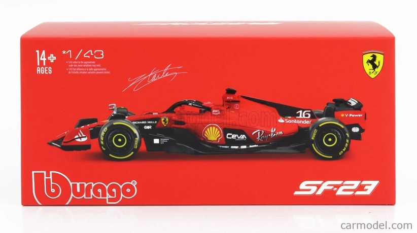Bburago Ferrari F1 Sf-23 Team Scuderia Ferrari N 16 1:43, červená