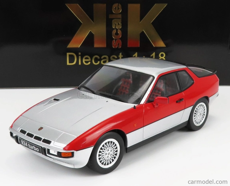 Porsche 924 Turbo Coupe 1986 v mierke 1:18 strieborno-červená