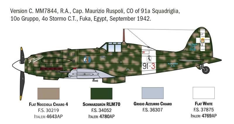 Italeri Macchi Mc.202 Folgore Wwii - Italian Army 1940 - Military Airplane 1:72 /
