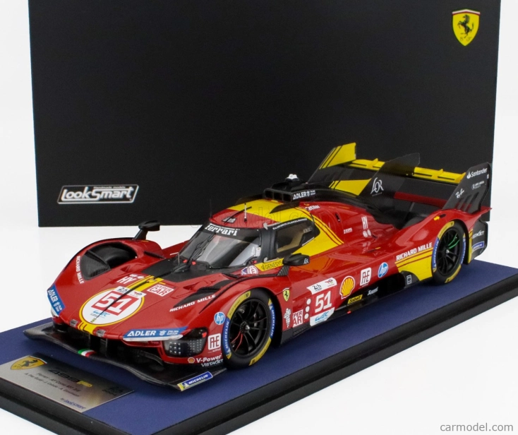 Looksmart Ferrari 499p 3.0l Turbo V6 Team Ferrari Af Corse N 51 3. 24h Le Mans 2024 Alessandro Pier Guidi - James Calado - Antonio Giovinazzi 1:18 Červená Žltá Čierna