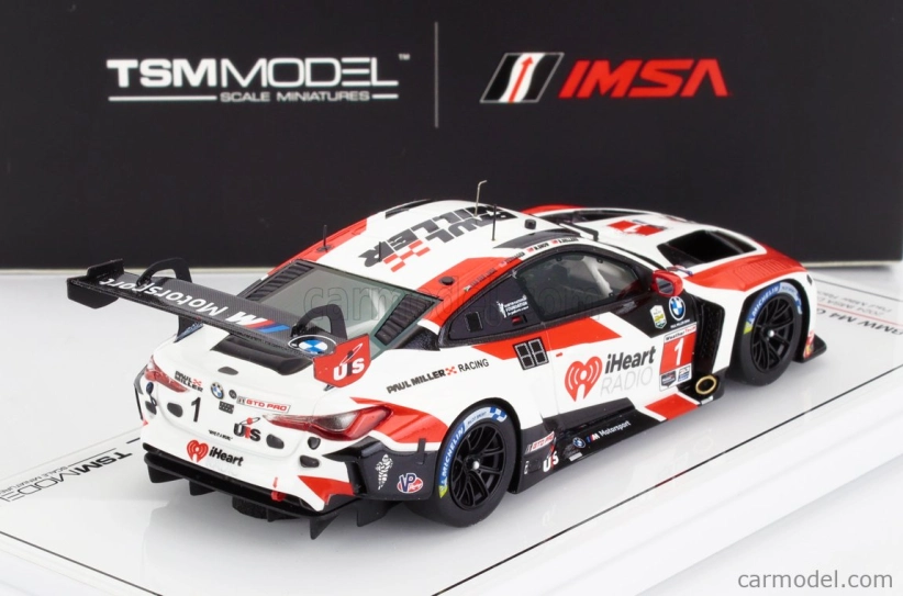 Truescale BMW radu 4 M4 Gt3 3.0l Twin Turbo Team Paul Miller Racing N 1 3. Gtd Pro Class Imsa 24h Daytona 2024 Bryan Sellers - Madison Snow - Neil Verhagen - Sheldon Van Der Linde 1:43 Biela červená čierna