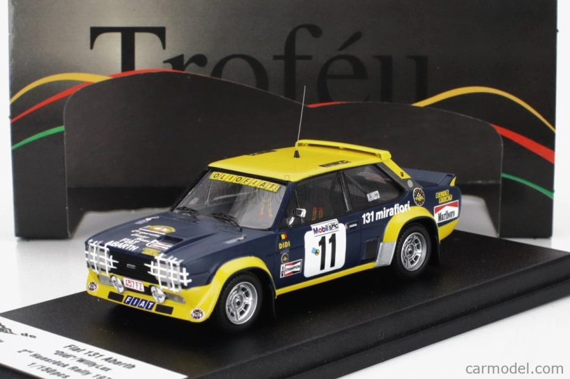 Trofeu Fiat 131 Abarth Olio Fiat N 11 2nd Rally Hunsruck 1977 Didi - Willy Lux 1:43 Modrá Žlutá