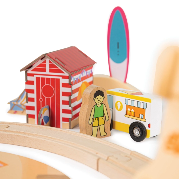 Bigjigs Rail Drevené vláčikové koľaje Čistenie pobrežia 70 kusov