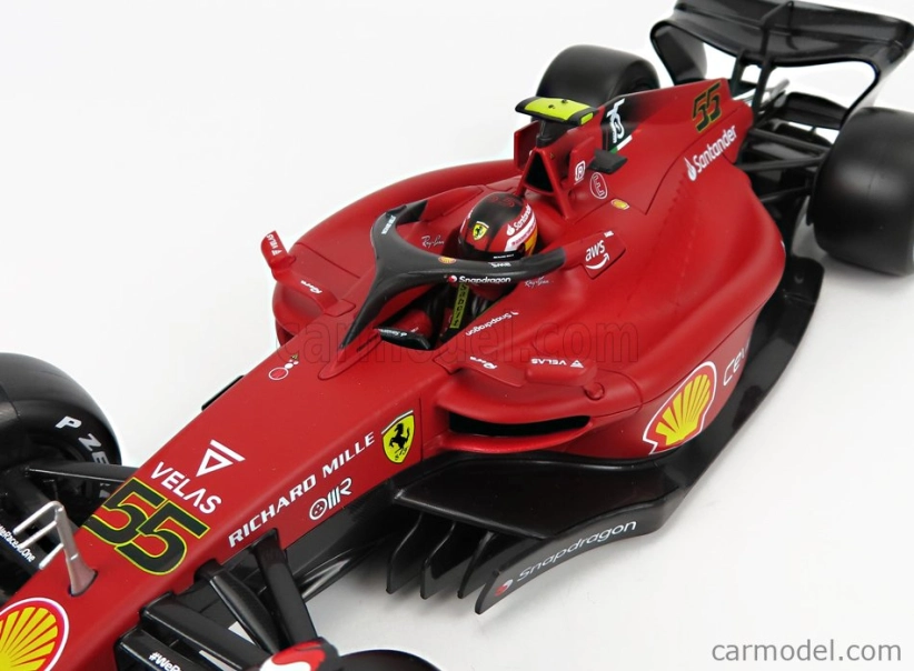 Bburago Ferrari F1-75 Scuderia Ferrari N 55 Season 2022 Carlos Sainz 1:18, červená