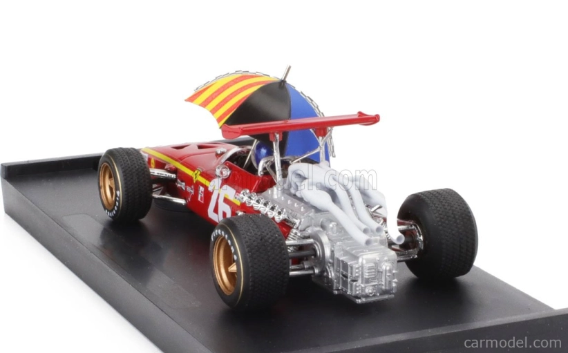 Brumm Ferrari F1 312 N 26 Winner France Gp 1968 Jacky Ickx - s figúrkou pilota a dáždnikom 1:43 červená biela