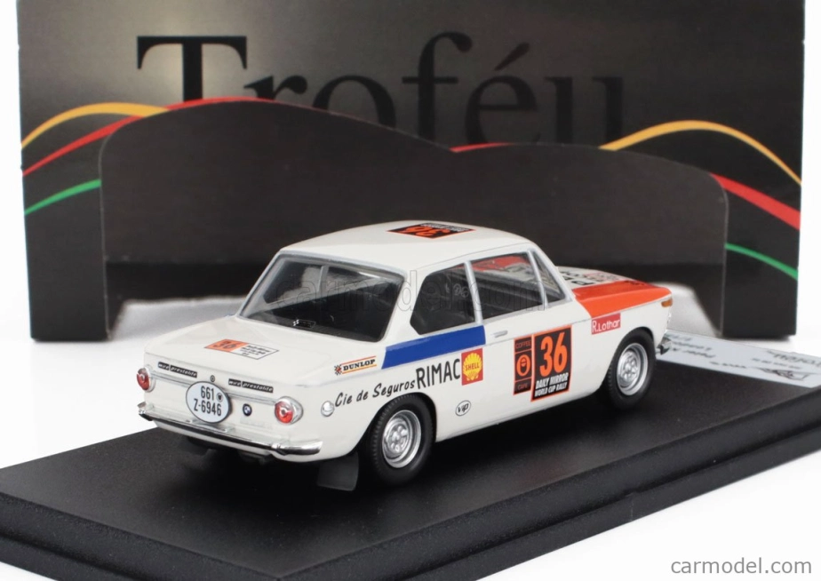 Trofeu BMW 2002 Ti N 36 Rally Londra-messico 1970 Peter Kube - Lothar Ranft 1:43 Bílá Modrá Červená
