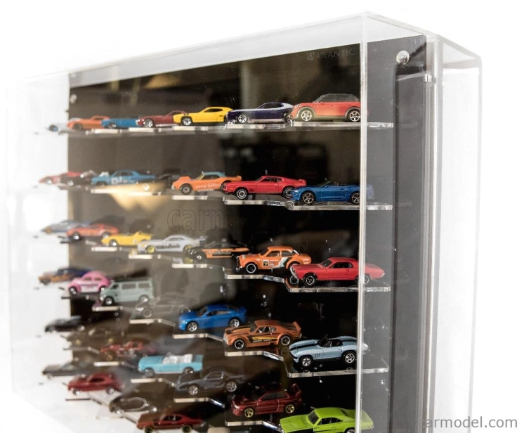 Atlantic Vetrina display box Espositore - Pre 42 Cars 1/64 Lungh.lenght Cm 61.0 X Largh.width Cm 12.0 X Alt.height Cm 47.0 (altezza Utile Tra I Ripiani Cm 8.0 Inner Height Among Shelves) 1:64 Plastic Display