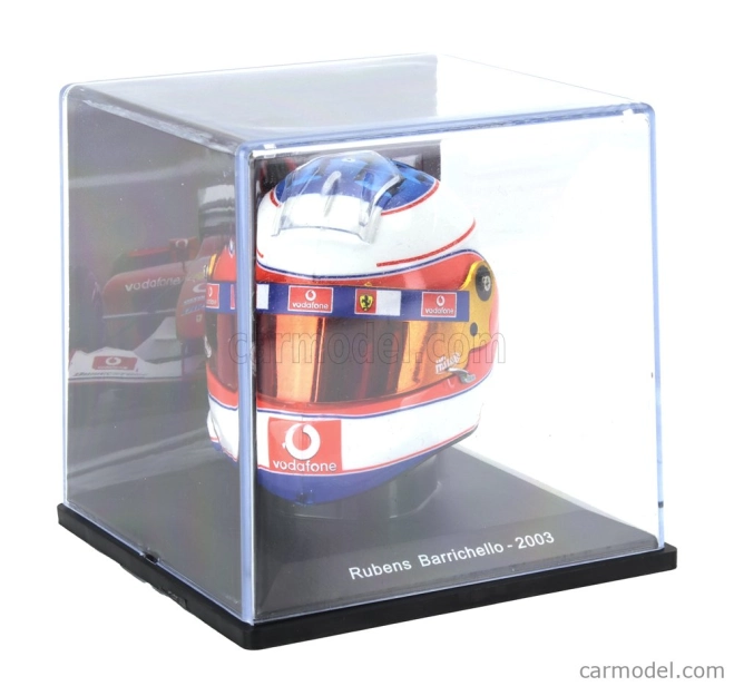 Edicola Helma F1 Casco Helma Rubens Barrichello F2003-ga Team Ferrari Sezóna 2003 1:5 Biela červená modrá