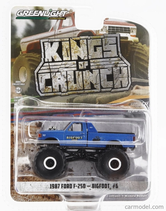 Greenlight Ford usa F-250 Pick-up Monster Truck Bigfoot 1987 1:64 Blue