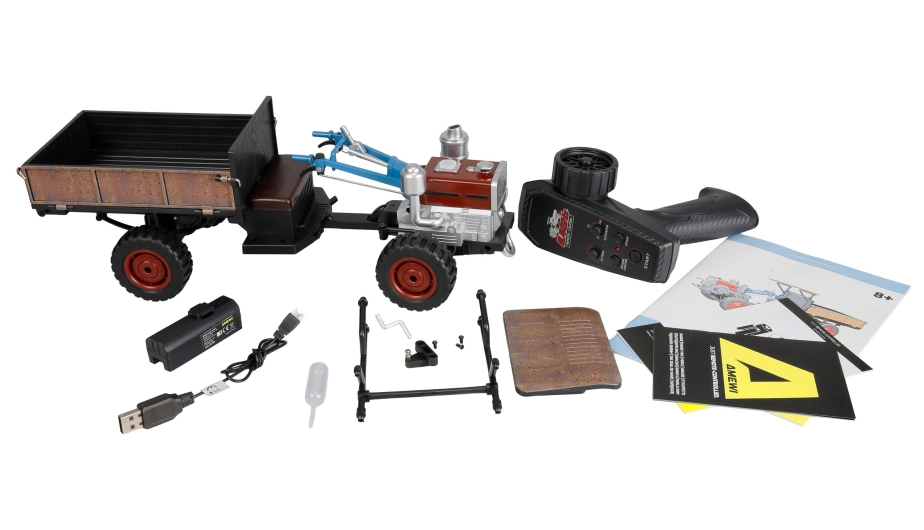 RC Retro traktor-Terra s dymom a svetlom 4WD proporcionálny 1:12 RTR