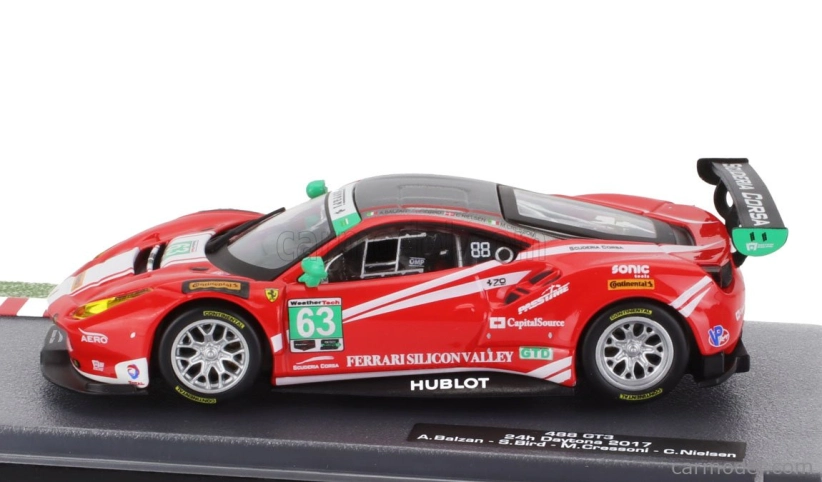 Edicola Ferrari 488 Gte 3.9l Turbo V8 Team Scuderia Corsa N 63 24h Daytona 2017 Christina Nielsen - Alessandro Balzan - Matteo Cressoni - Sam Bird 1:43 Red Black