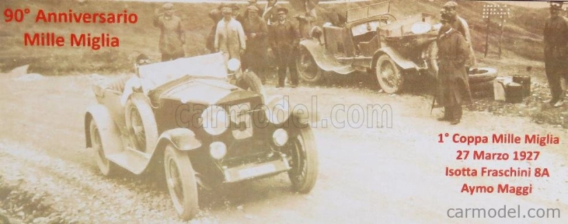 Rio-models Isotta fraschini Torpedo 8a Cabriolet N 5 Mille Miglia 1927 Maggi - Maserati - s obrázkom - 90. výročie Mille Miglia 1:43 Black