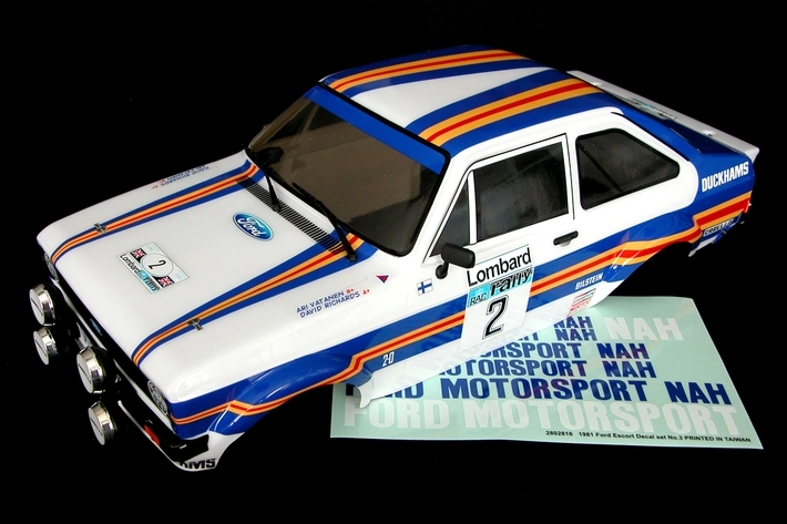 Lakovaná karoséria, Ford RS 1800 Rothmans, samolepky, príslušenstvo (200mm)