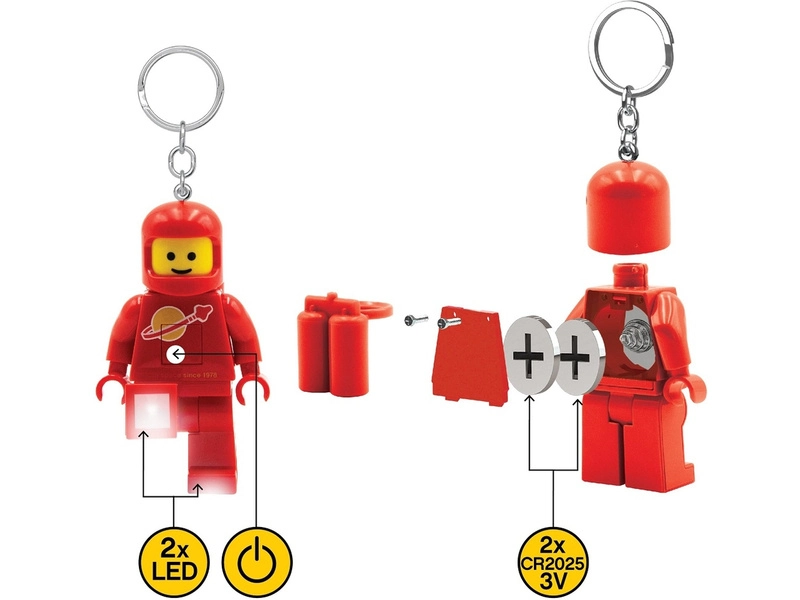 LEGO svietiaca kľúčenka – Kozmonaut červený
