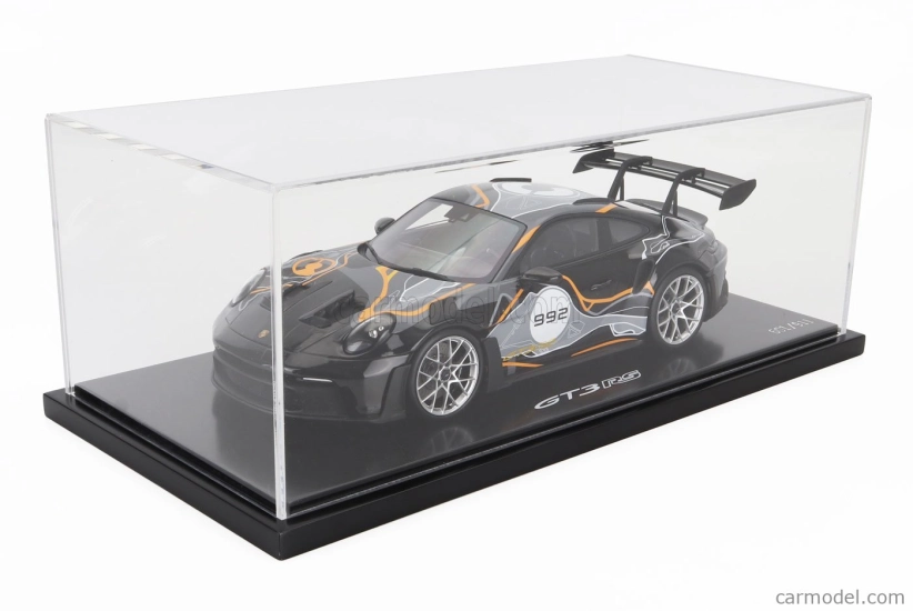 Spark-model Porsche 911 992 Gt3 Rs N 992 Coupe Weissach Test Track 2023 - Con Vetrina - S vitrínou 1:18 čierna sivá žltá
