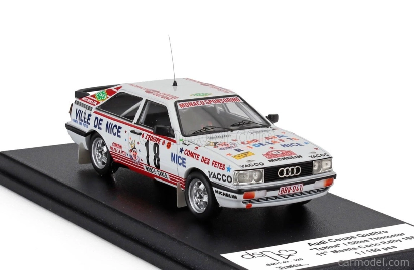 Trofeu Audi Quattro Coupe N 18 Rally Montecarlo 1987 Tchine - Gilles Thimonier 1:43 Bílá