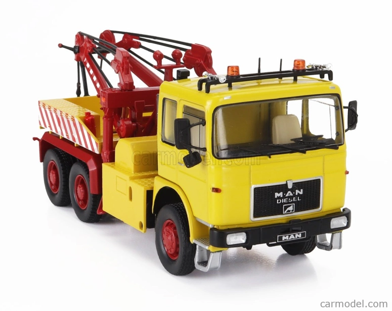 Ixo-models MAN F8 26.281 Tractor Truck 3-assi 1982 - Carro Attrezzi - Wrecker Road Service 1:43 Žlto-červená