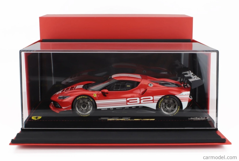 Bbr-models Ferrari 296 Gt3 3.0l Twin Turbo V6 Challenge N 32 Launch Version 2023 - Con Vetrina - With Showcase 1:18 Červená Bílá