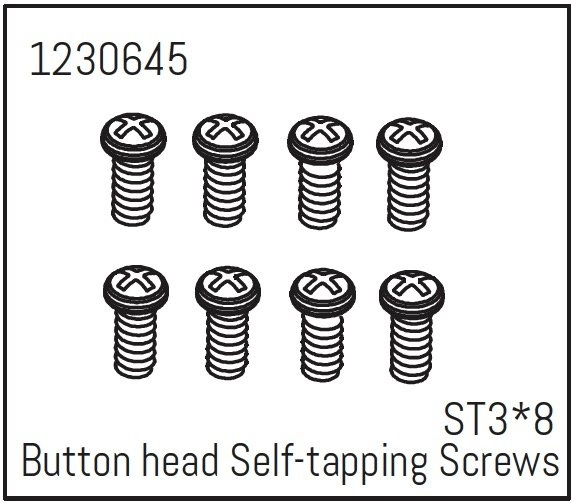 1230645 - Button Head Screws - Selftapping M3*8 (8)