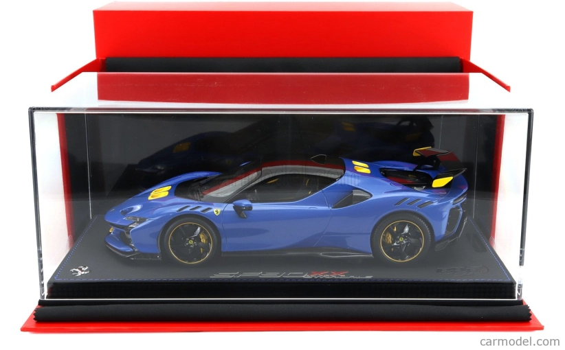 Bbr-models Ferrari Sf90 Xx Stradale 2024 - Con Vetrina - S vitrínou 1:18 Azzurro Dino - Svetlo modrá čierna žltá