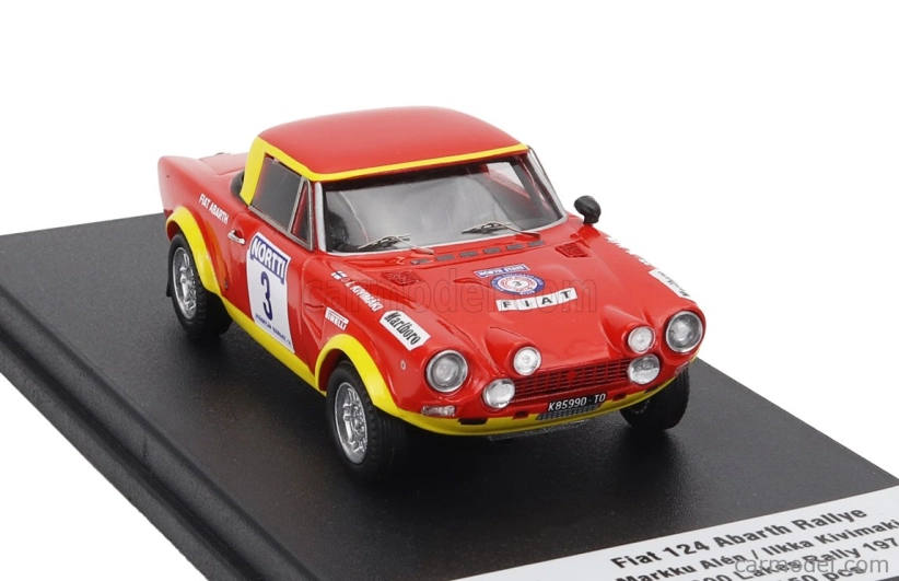 Trofeu Fiat 124 Abarth (night Version) N 3 3rd Rally 1000 Lakes 1974 Markku Alen - Ilkka Kivimaki 1:43 Červená Žlutá