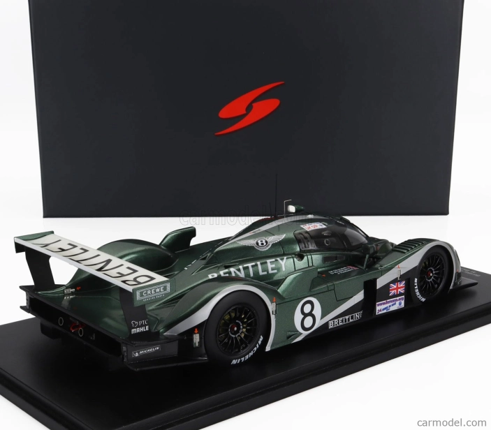 Spark-model Bentley Exp Speed 8 4.0l Turbo V8 Team Bentley N 8 2nd 24h Le Mans 2003 Johnny Herbert - David Brabham - Mark Blundell 1:18 Green Met