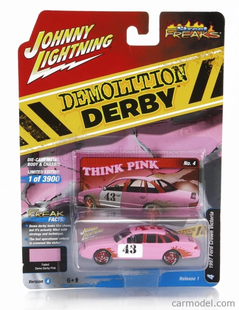 Johnny lightning Ford usa Crown Victoria N 43 Demilition Derby 1997 1:64 Ružová Biela