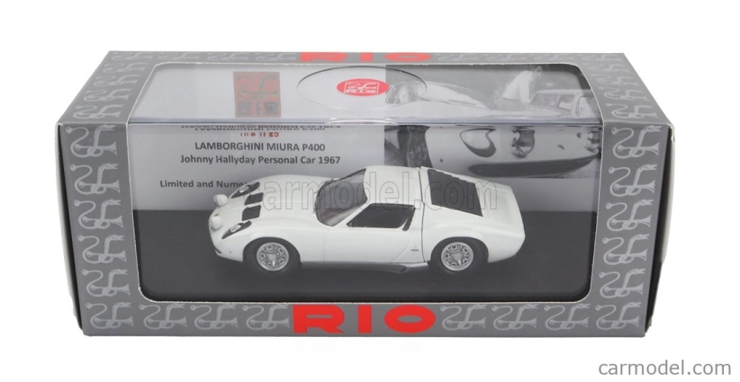 Rio-models Lamborghini Miura P400 1967 - Osobné auto Johnny Hallyday 1:43 Biela