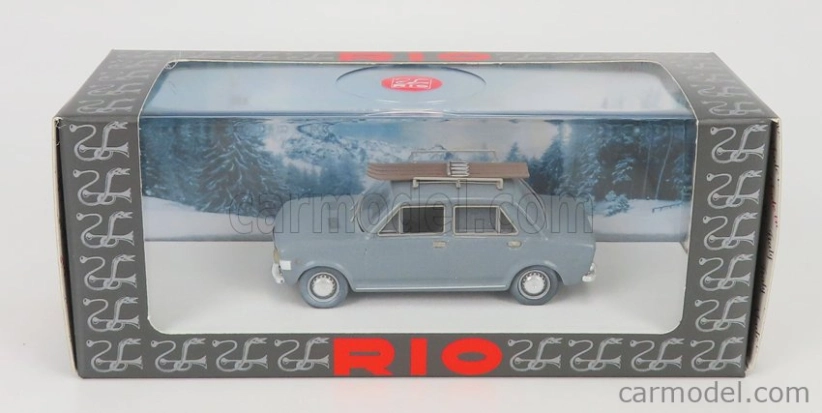 Rio-models Fiat 128 Con Sci 1970 - Winter Vacation With Ski 1:43 Grey