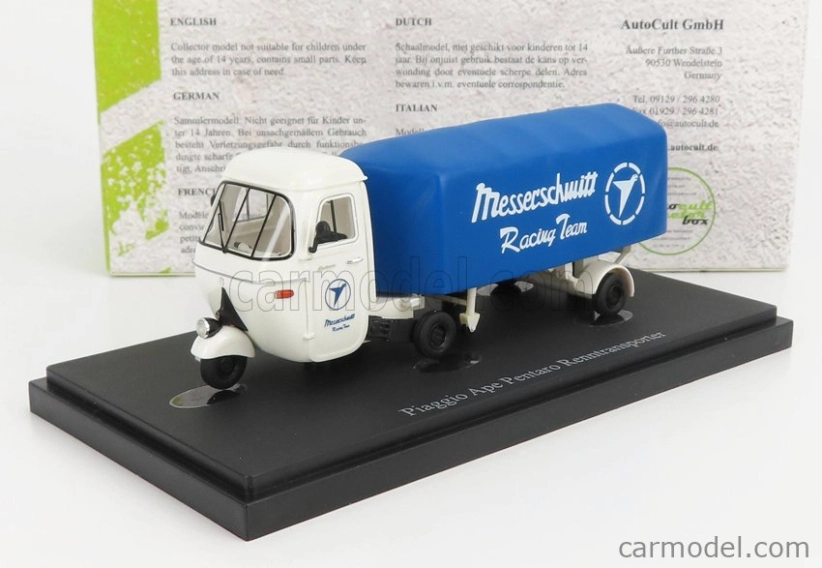 Autocult Piaggio Ape Pentaro Renntransporter Messerschmitt 1948 1:43 Biela modrá
