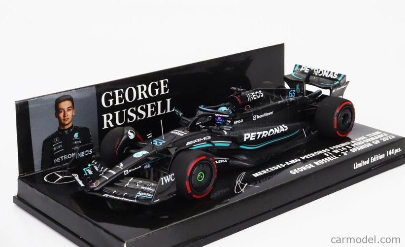 Minichamps Mercedes gp F1 W14 Team Mercedes-amg Petronas Formula One N 63 3rd Spain Gp 2023 George Russell 1:43 Matt Black