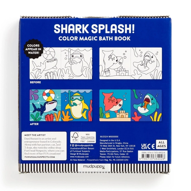 Mudpuppy Shark Splash Kúpacia kniha
