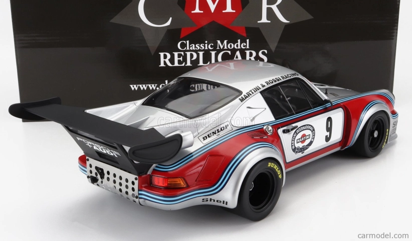 Cmr Porsche 911 930 Carrera Rsr Turbo 2.1l Team Martini & Rossi Racing N 9 2nd 6h Watkins Glen 1974 G.v.lennep - H.muller 1:12 Stříbrná Červená Modrá