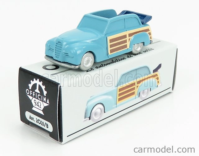Officina-942 Fiat 1100 E Cabriolet Open Venilia Carrozzeria Savio 1949 1:76 Světle Modré Dřevo