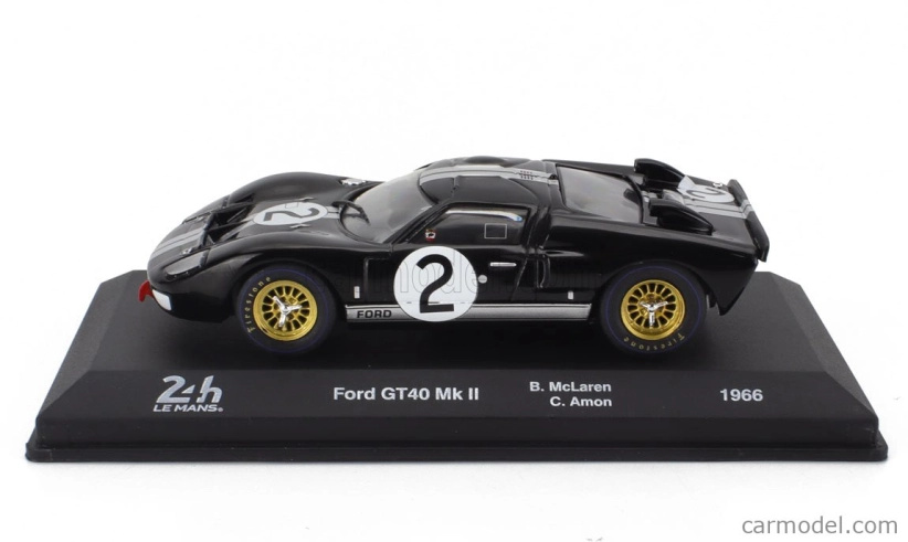Edicola Ford usa Gt40 Mkii 7.0l V8 Team Shelby American Inc. N 2 Winner 24h Le Mans 1966 Bruce Mclaren - Chris Amon 1:43 Černá Bílá
