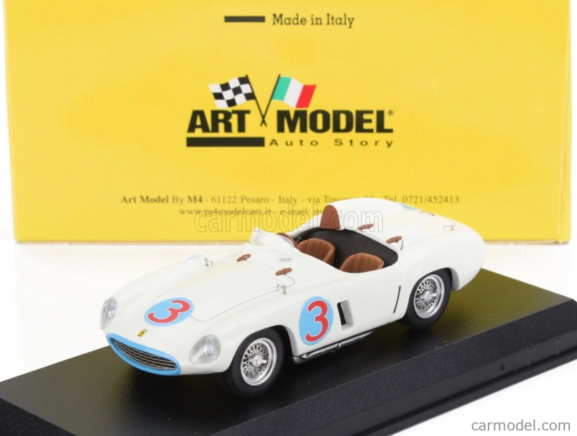 Umelecký model Ferrari 750 Monza Spider S/n.0498 N 3 Winner Road America Elkhart Lake 1955 Phil Hill 1:43 Biela