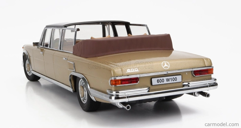 Kk-scale Mercedes benz S-class 600 Pullman (w100) Landaulet Semiconvertible 1964 1:18 Gold Met Black