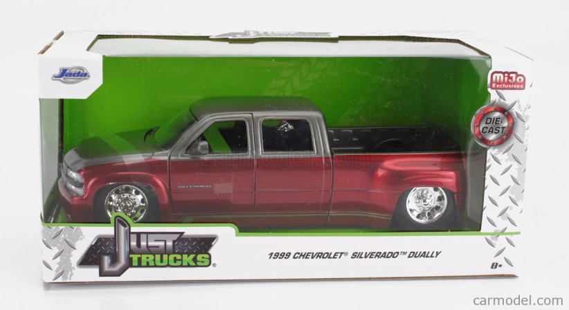 Jada Chevrolet Silverado Pick-up Dually 1999 1:24 Červená strieborná