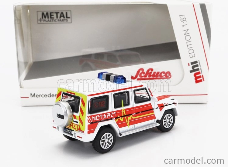 Schuco Mercedes benz G-class Notarzt Police 1995 1:87 Bílá Červená
