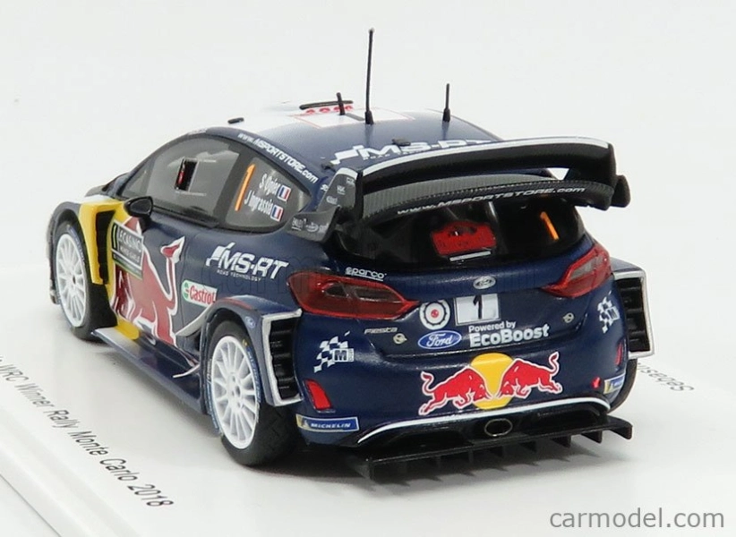 Spark-model Ford england Fiesta Wrc Team M-sport Ford Wrt N 1 Winner Rally Montecarlo 2018 S.ogier - J.ingrassia 1:43 Modrá červená žltá
