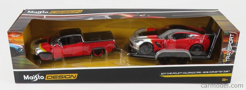 Maisto Chevrolet Colorado Zr2 Pick-up 2017 + Corvette Z06 Coupe 2015 s prívesom 1:24